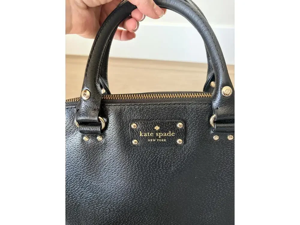 Kate Spade Black Leather Satchel Shoulder Bag Handbag